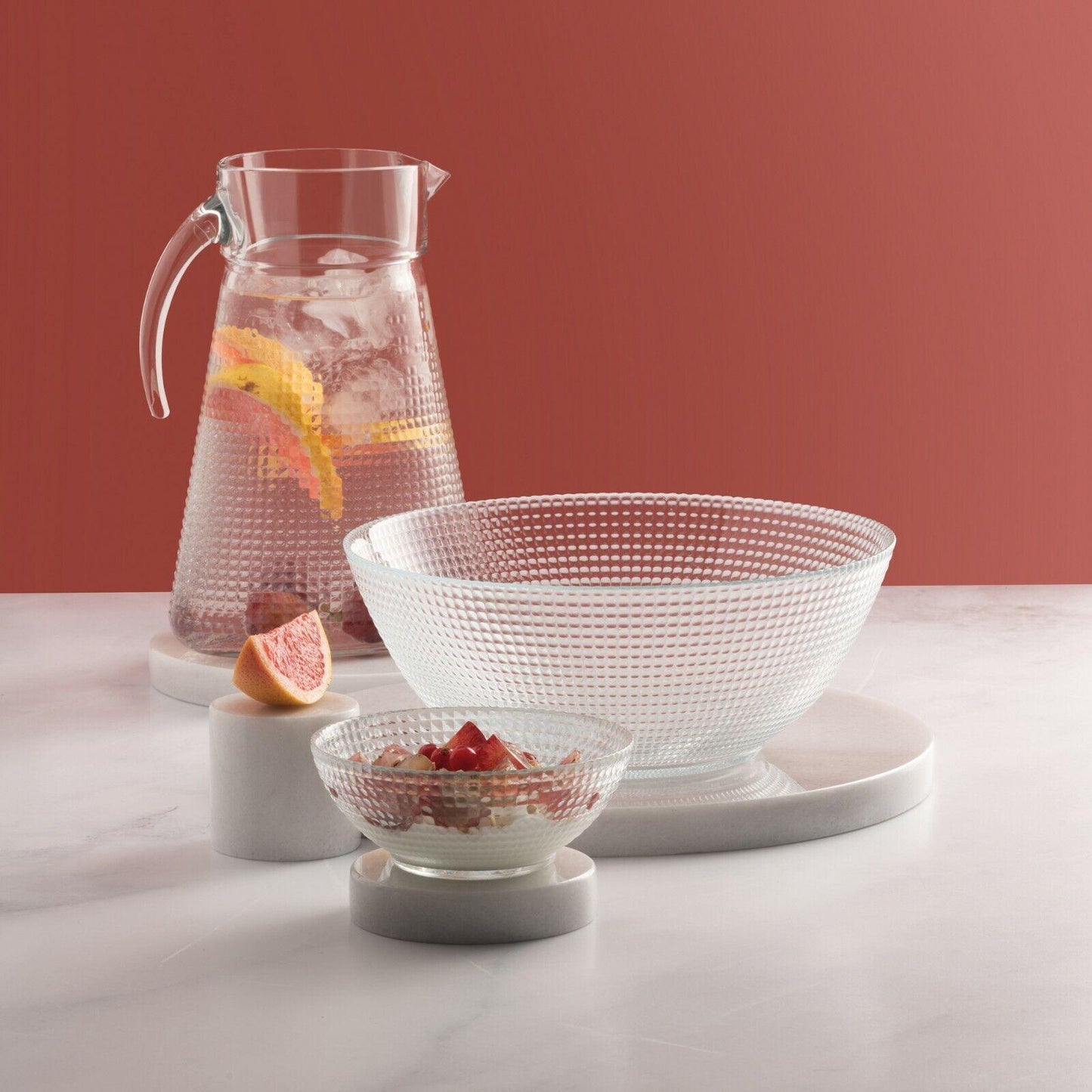 Generation Tempered Glass Round Salad Bowl Vegetable Serving Display