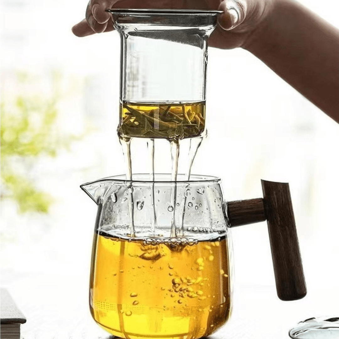 Handmade Glass Teapot with Infuser – 480ml + 4 Cups