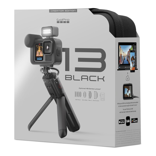GoPro HERO13 Black Creator Edition - Includes HERO13 Black, Volta (Battery Grip, Tripod, Remote), Media Mod, Light Mod, Enduro Battery, Magnetic Latch Mount and Carrying Case