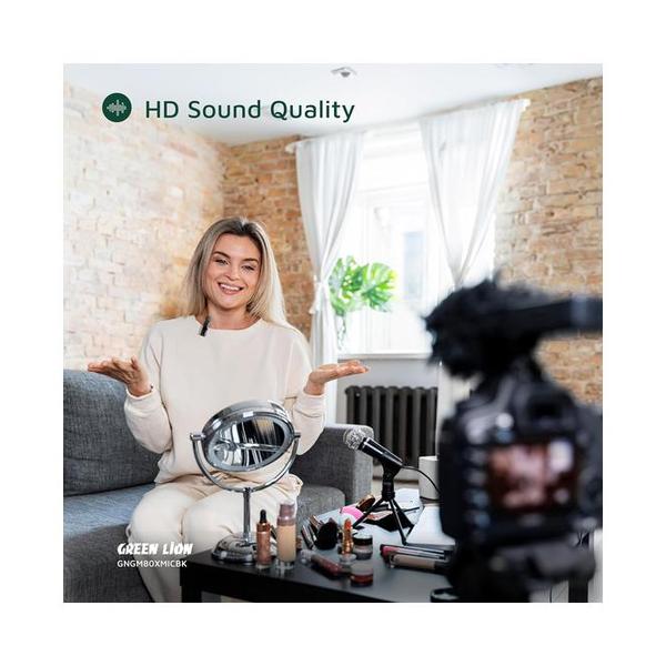 Green Lion GM-80X Dual Microphone 3 In 1, LED Display, 3 Level Noise Cancelation, 20M Transmission Range, 5H Battery Life, 65mAh Mic Battery, Ultra Low Latency, Lightning Head/USB-A/USB-C Supported