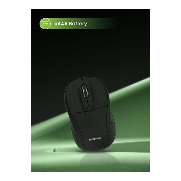 Green Lion G200 Wireless Mouse, 1600 DPI Resolution, 10M operating Rang, USB Nano Reciver, 4 Key Number, 1xAAA Battery, 30cm Rechargeable Cable, Compatible with Mac, Windows and Android