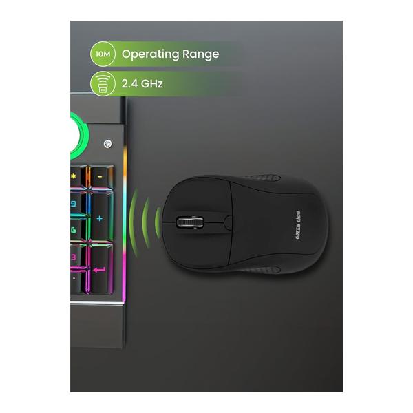 Green Lion G200 Wireless Mouse, 1600 DPI Resolution, 10M operating Rang, USB Nano Reciver, 4 Key Number, 1xAAA Battery, 30cm Rechargeable Cable, Compatible with Mac, Windows and Android