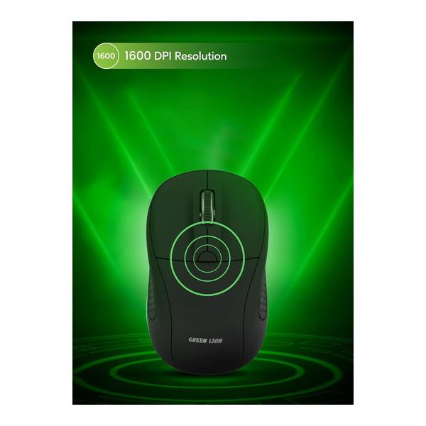 Green Lion G200 Wireless Mouse, 1600 DPI Resolution, 10M operating Rang, USB Nano Reciver, 4 Key Number, 1xAAA Battery, 30cm Rechargeable Cable, Compatible with Mac, Windows and Android