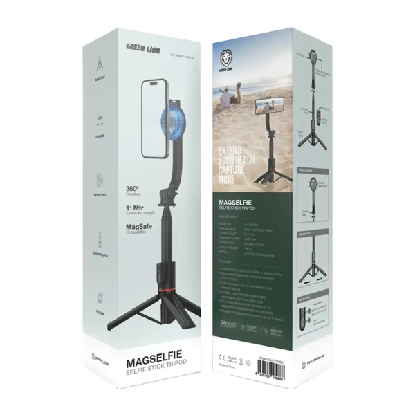 Green Lion Magselfie Selfie Stick Tripod, GNMGSLFSTRBK