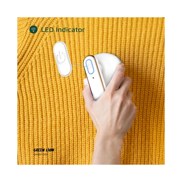 Green Lion Lint Y Lint Remover, For All Fabrics, 6-Blade Motor, 500mAh Battery,1Gear Speed, 45min Working Time, 2Hrs Charging Time,30Ml Lint Bin, LED Display, Safety Protection, Travel Friendly, GNLINTYWH