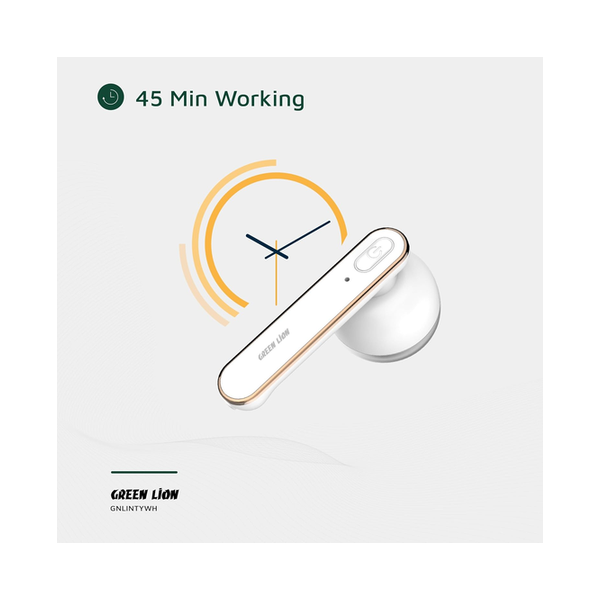 Green Lion Lint Y Lint Remover, For All Fabrics, 6-Blade Motor, 500mAh Battery,1Gear Speed, 45min Working Time, 2Hrs Charging Time,30Ml Lint Bin, LED Display, Safety Protection, Travel Friendly, GNLINTYWH