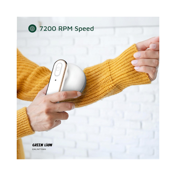 Green Lion Lint Y Lint Remover, For All Fabrics, 6-Blade Motor, 500mAh Battery,1Gear Speed, 45min Working Time, 2Hrs Charging Time,30Ml Lint Bin, LED Display, Safety Protection, Travel Friendly, GNLINTYWH