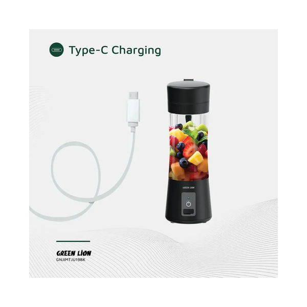 Green Lion Juice Mate Portable Juicer 380mL, 45W Power, 18000 RPM Motor, 20-SEC Quick Blend, GL-JU19, GNJIMTJU19BK