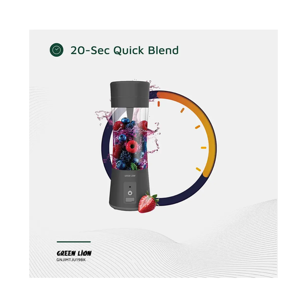 Green Lion Juice Mate Portable Juicer 380mL, 45W Power, 18000 RPM Motor, 20-SEC Quick Blend, GL-JU19, GNJIMTJU19BK