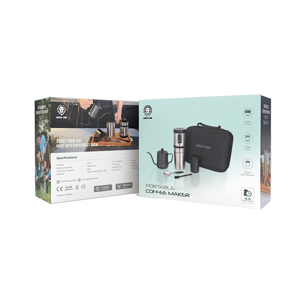 Green Lion, Portable Coffee Maker Kettle Stainless Steel - GNPTCOFEMBK