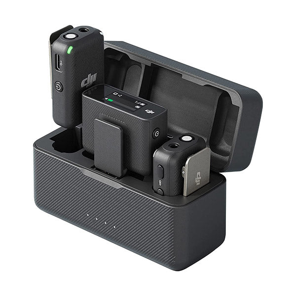 DJI Mic (2 TX + 1 RX + Charging Case), Wireless Lavalier Microphone, 250m (820 ft.) Range, 15-Hour Battery, Noise Cancellation, Wireless Microphone for PC, iPhone, Android, Record Interviews, Vlogs