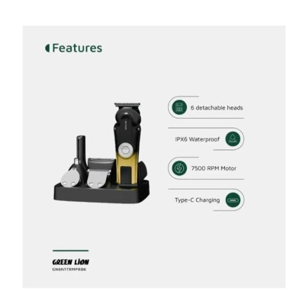 Green Lion 6 in 1 Trim Pro Grooming Kit, Model GL-TM39, GN6N1TRMPRBK