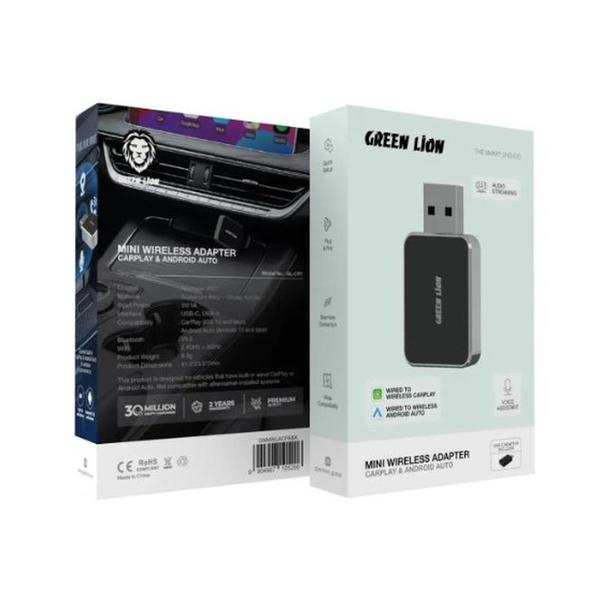 Green Lion Mini Wireless Adapter CarPlay & Android Auto, Wired to Wireless CarPlay, Wired to Wireless Android Auto