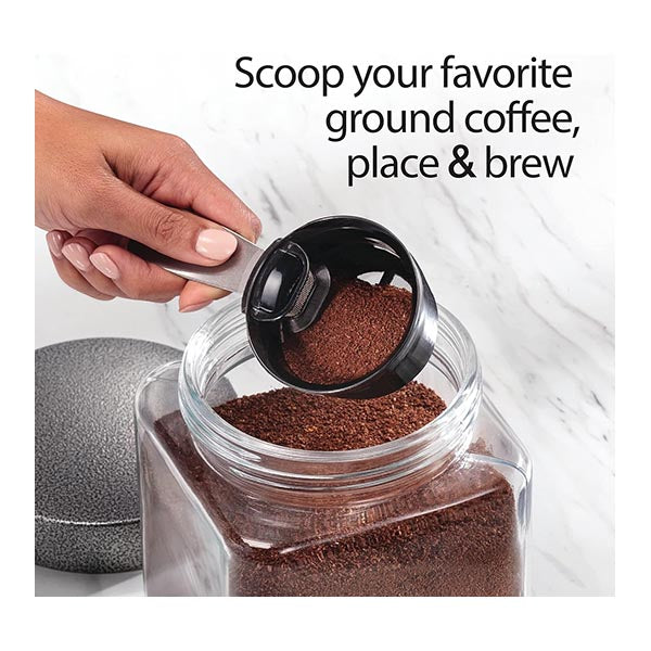 Hamilton Beach Scoop Single Serve Coffee Maker, Unique Heater for Hotter Faster Better Taste, Simple Scoop Place Brew, 1400 Watts - 49981-SAU