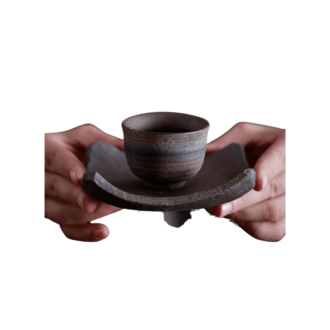 Handmade Retro Stoneware Cup And Saucer 50ML