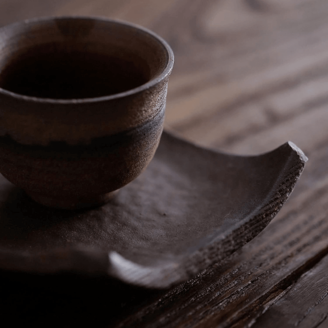 Handmade Retro Stoneware Cup And Saucer 50ML