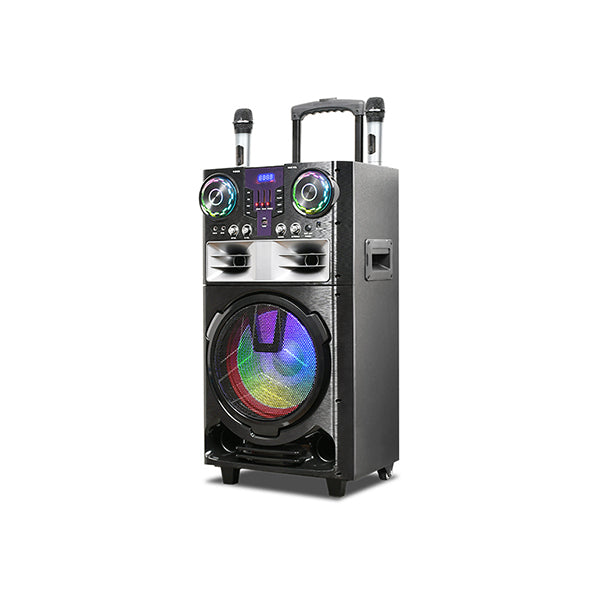 TECNOLUX Bluetooth Karaoke Speaker 12 Inches + 3'' Tweeter x 2 With 2 Wireless MicrophonesTS12Q8