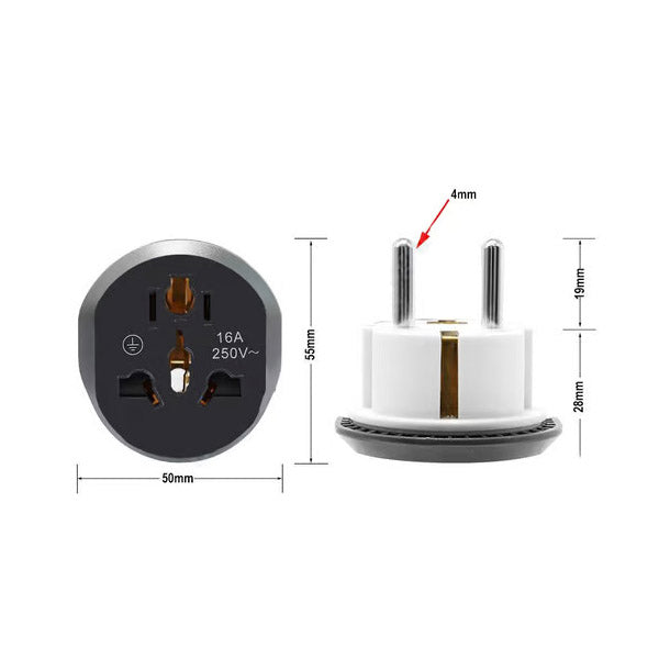 Universal EU Converter EU Adapter 2 Round Pin Socket AU US UK CN To EU Wall Socket AC 10A 250V Travel Adapter P1