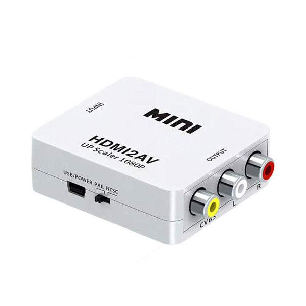 HDMI to AV 3RCA Video Audio Converter Adapter Supporting PAL/NTSC with USB Charge Cable - CB36