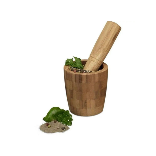 Bamboo Pestle & Mortar by Relaxdays