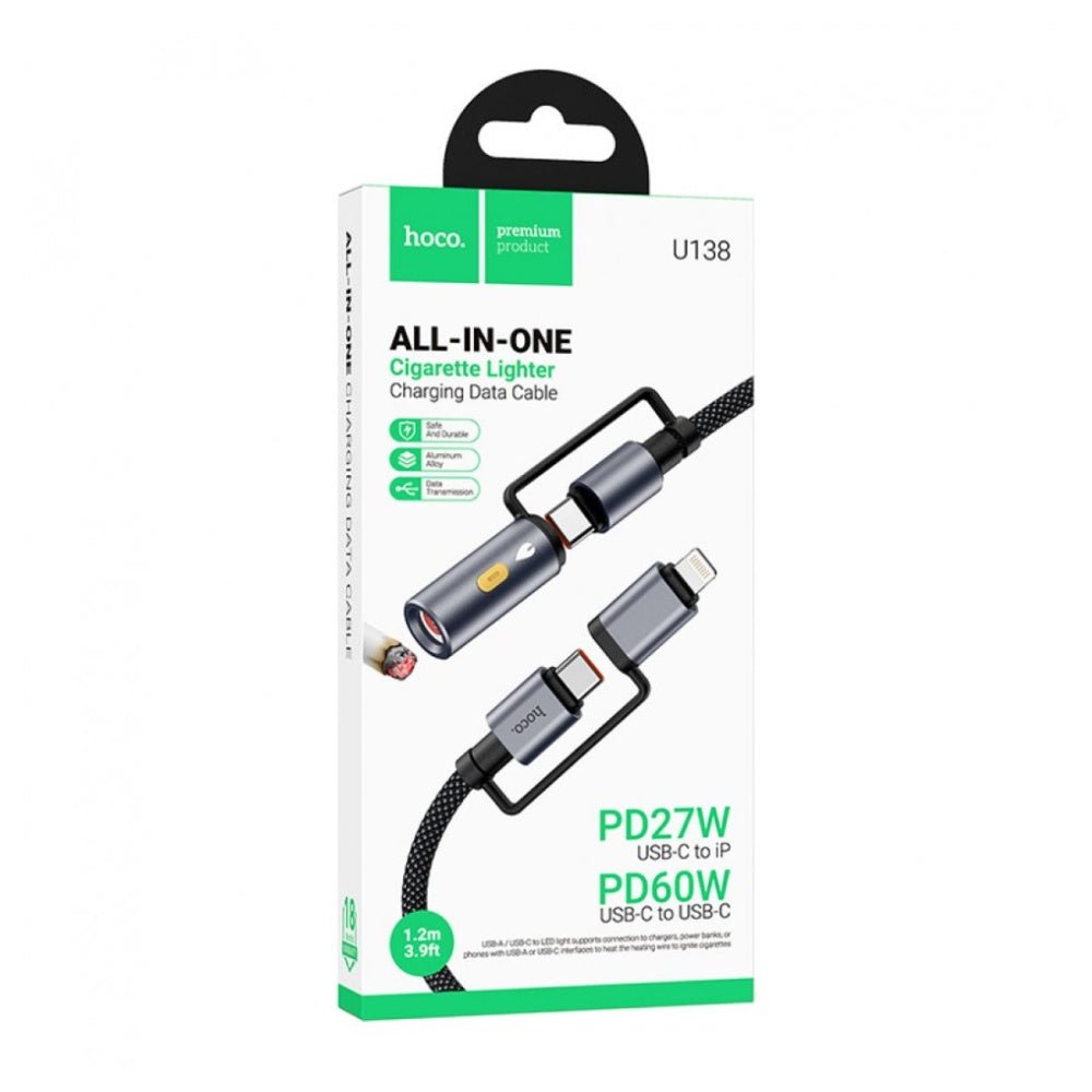 Hoco All in One Charging Cable Lightning with Cigarette Lighter U138