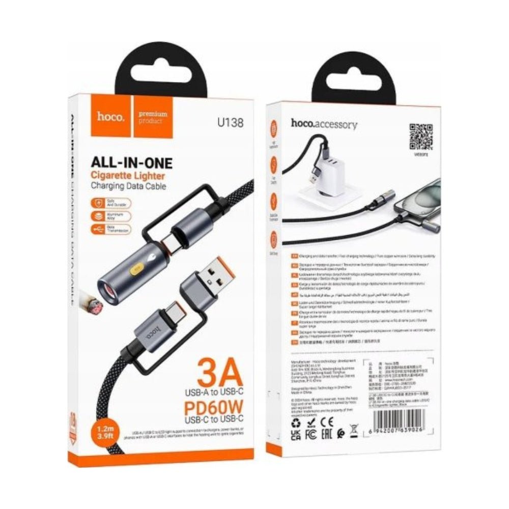 Hoco All in One Charging Cable USB-C with Cigarette Lighter U138