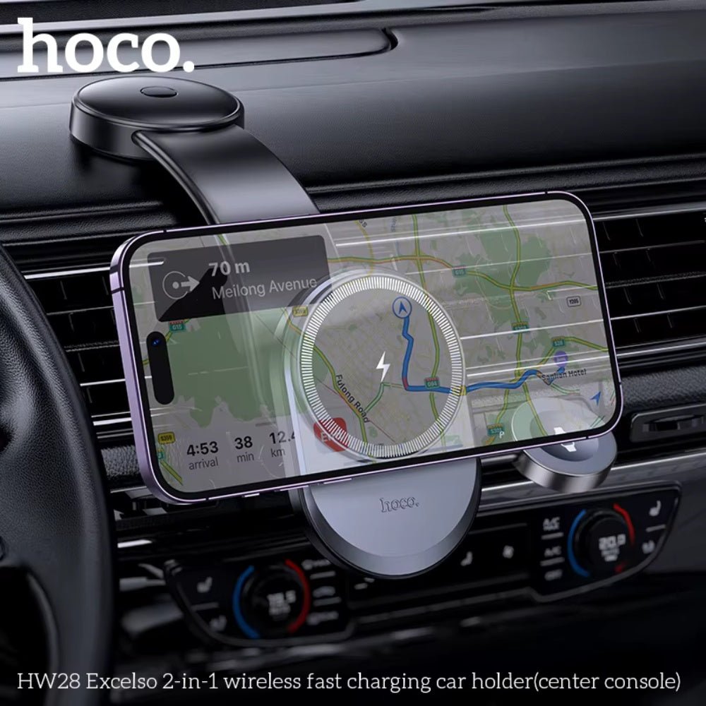 Hoco HW28 2-in-1 Wireless Fast Charging Car Holder