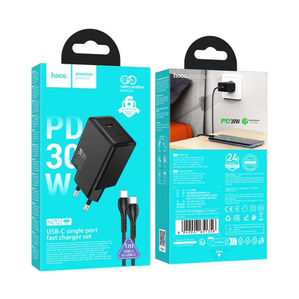 Hoco N70 Nuevo USB-C 30W Adapter with Cable