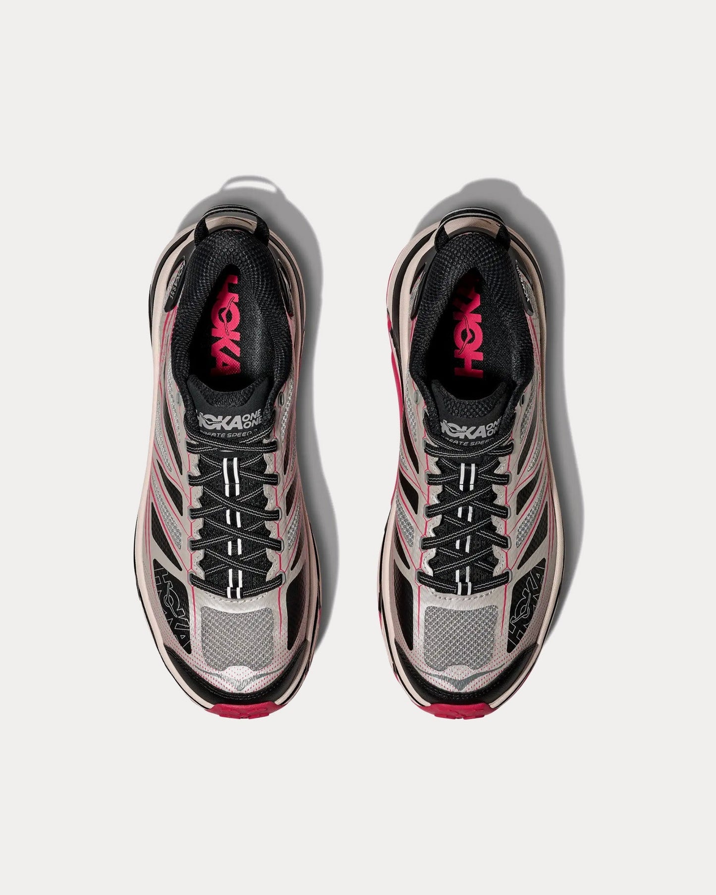Hoka Men's Grey/Ruby Red Mafate Speed 2 Sneakers | Hoka In Lebanon