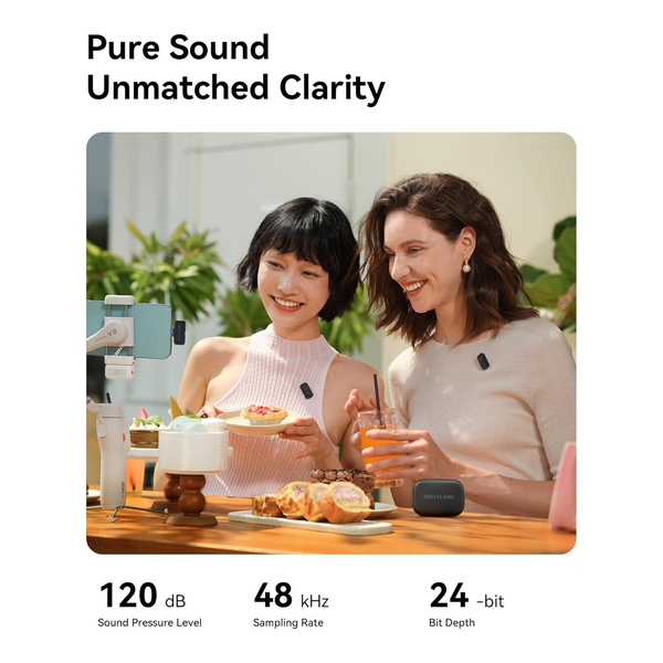 Hollyland LARK A1 DUO Type-C Version Wireless Microphone for iPhone & Android, Pure Sound, 3-Level Intelligent Noise Cancellation, Magnetic Mini Microphone for Vlogging, YouTube, Podcast, TikTok