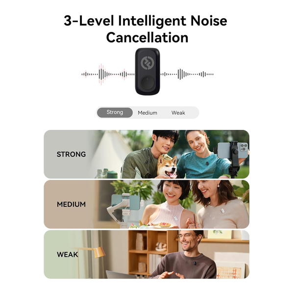 Hollyland Lark A1 Wireless Microphone for iPhone & Android, 48kHz/24-bit Studio Audio, 3-Level Noise Cancellation, 200m Range, Magnetic Mini Mic for Video Recording & Live Streaming (2TX + USB-C RX)