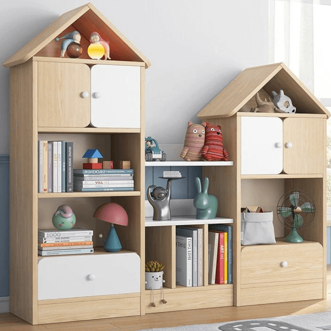 House Shaped Multi-Purpose  Combination Bookshelf with Doors
