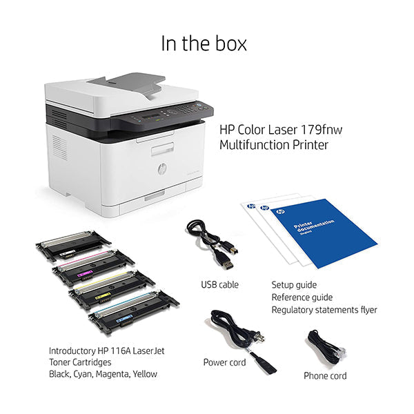 HP Color Laser 179fnw Wireless All in One Laser Printer with Mobile Printing & Built-in Ethernet, Works with Alexa, 4ZB97A