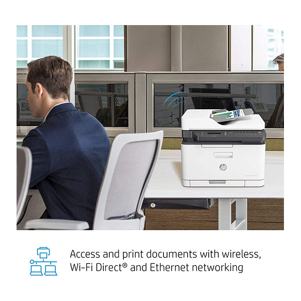 HP Color Laser 179fnw Wireless All in One Laser Printer with Mobile Printing & Built-in Ethernet, Works with Alexa, 4ZB97A