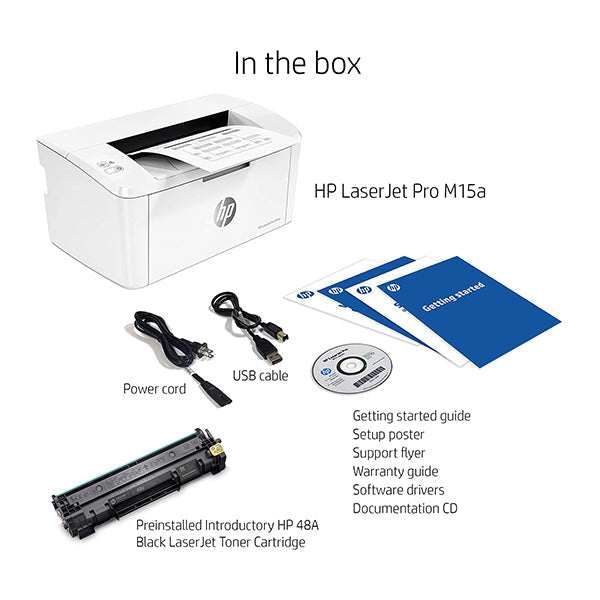 HP Laserjet Pro M15a World's Smallest Black-and-White Monochrome Laser Printer, Works with Alexa, W2G50A