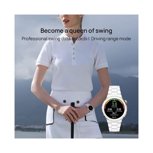 Huawei Watch GT 3 Pro Smartwatch, 42mm, Free Diving Mode, Wireless Fast Charging, Heart Rate & Blood Oxygen Monitoring, Menstruation Cycle Tracking, White Ceramic Case, White Ceramic Strap