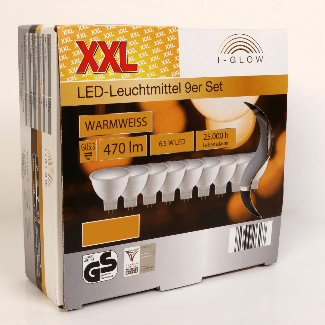 I-Glow GU5.3 LED Bulbs 6.5W Set of 9 (12V AC/DC)
