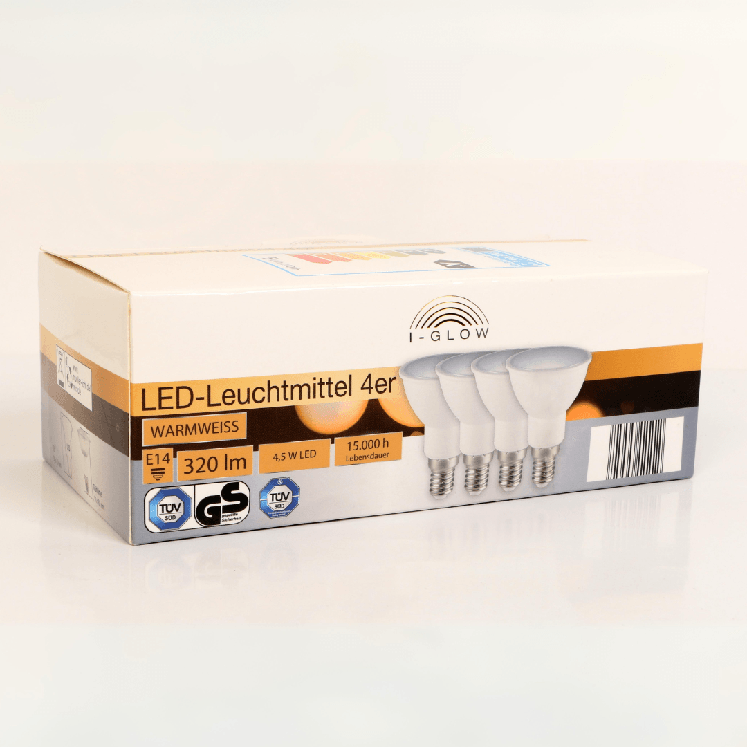 I-Glow LED Bulbs Reflector E14 4.5W=30W Set of 4