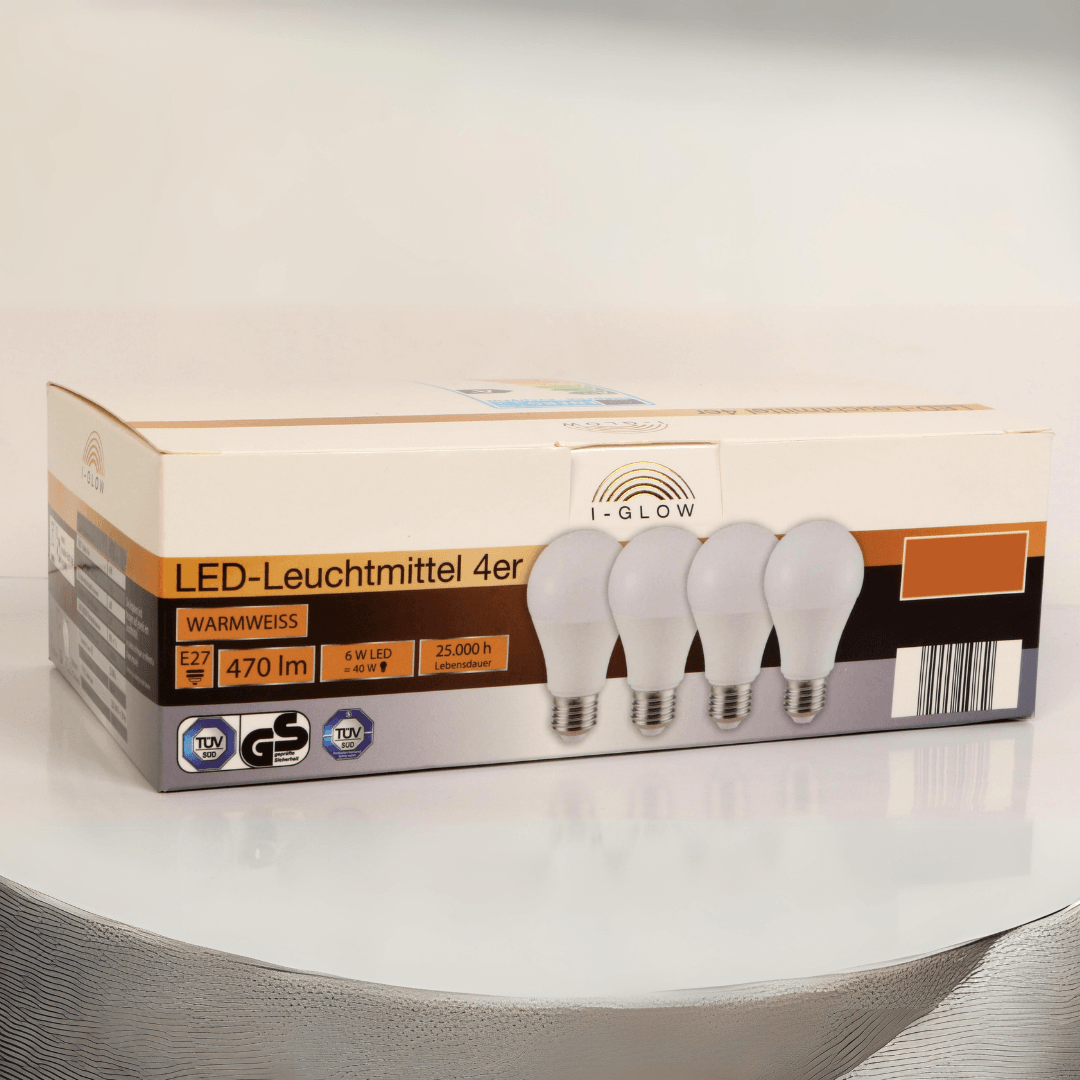I-Glow Super Premium LED Light Bulbs E27 6W=40W Set of 4