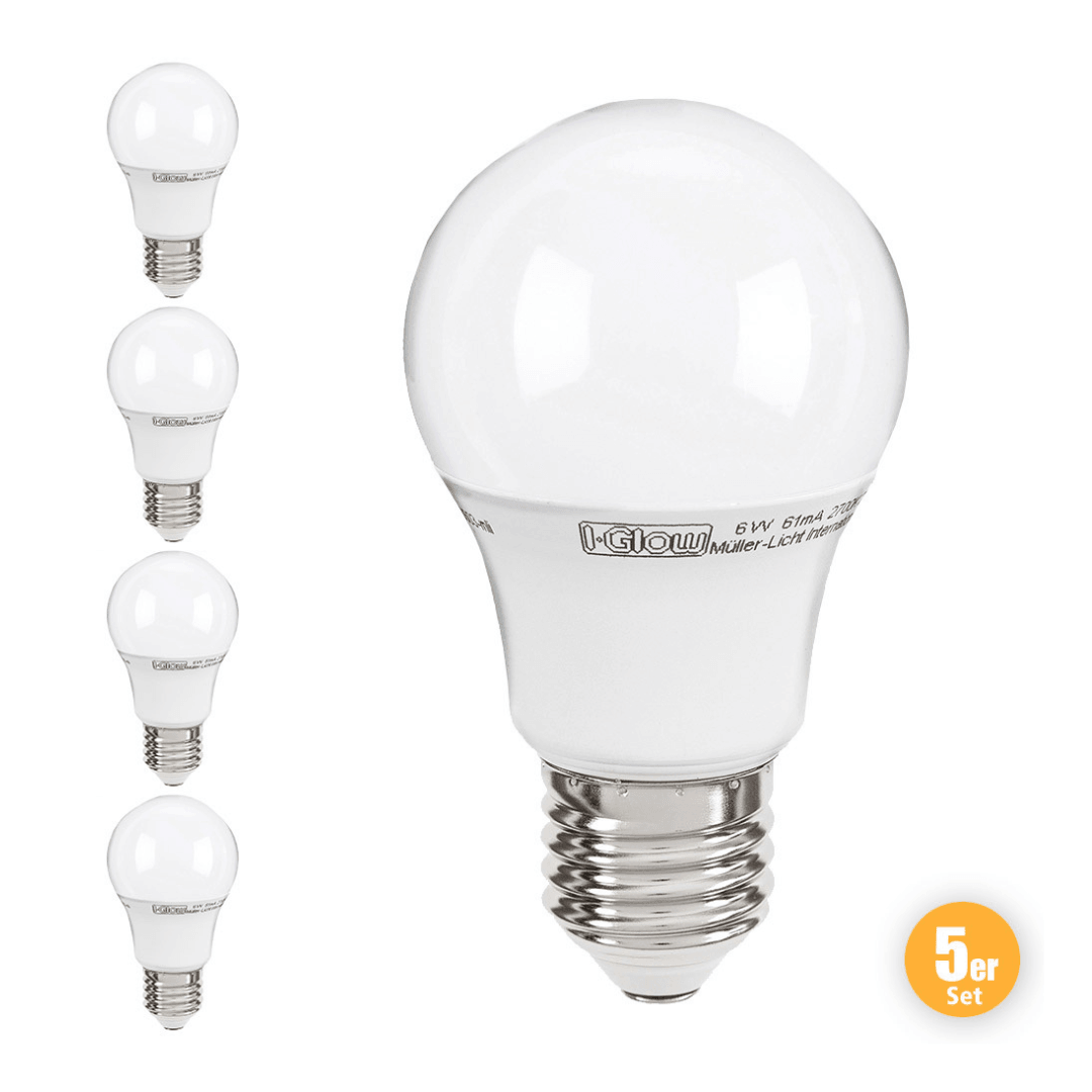I-Glow Super Premium Led Light Bulbs E27 6W=40W Set Of 5