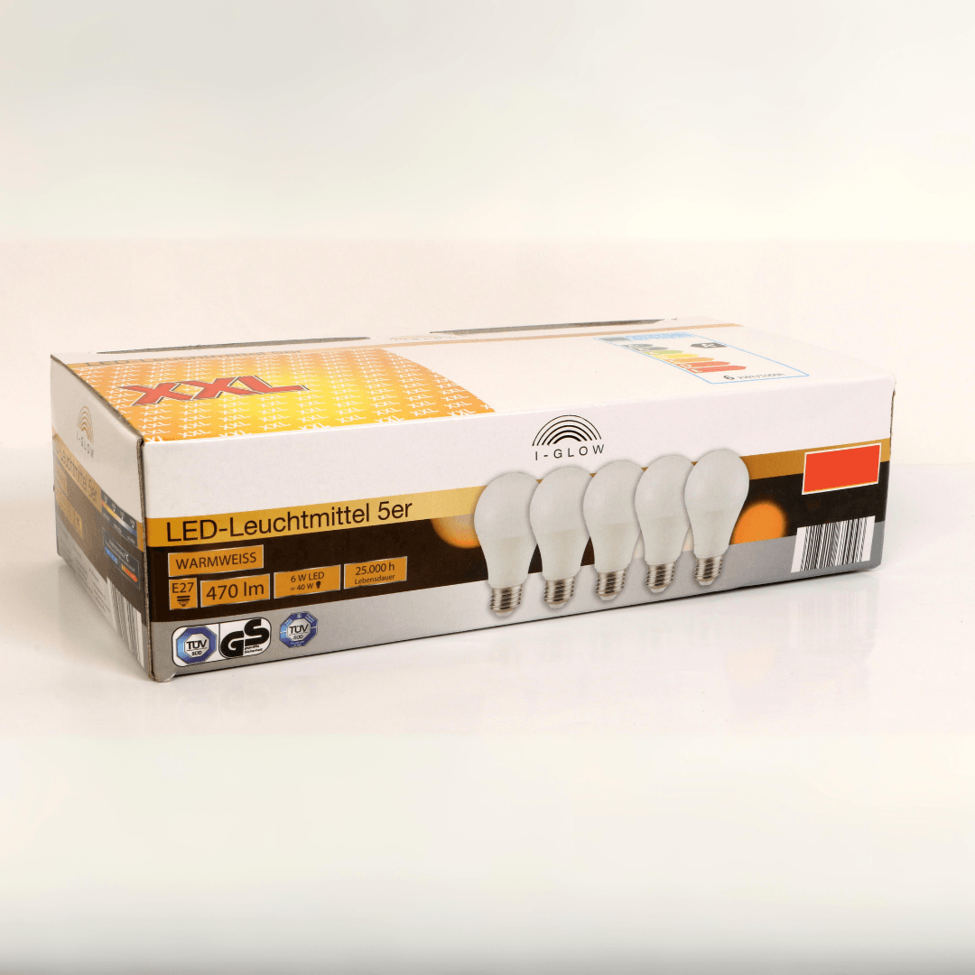I-Glow Super Premium Led Light Bulbs E27 6W=40W Set Of 5