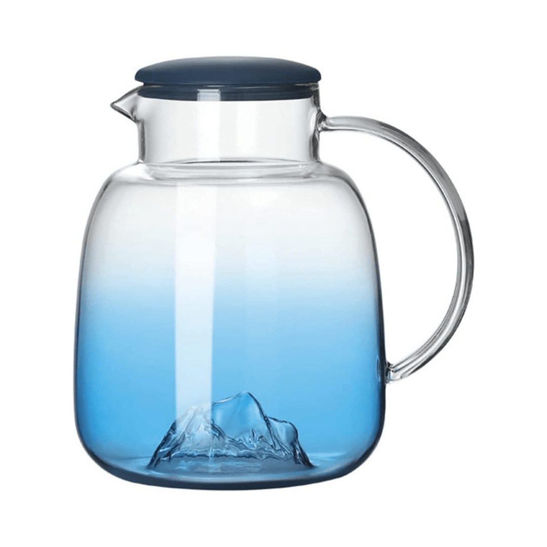 Ice Mountain Premium Quality 1800ml Glass Jug with 2x 300ml Cups for Hot/Cold Drinks