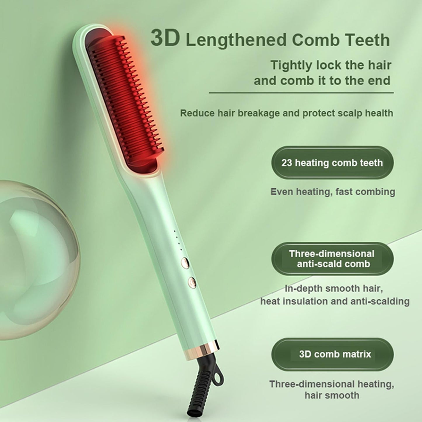 45 Watt Electric Straightening Comb Curling Iron Hair Brush