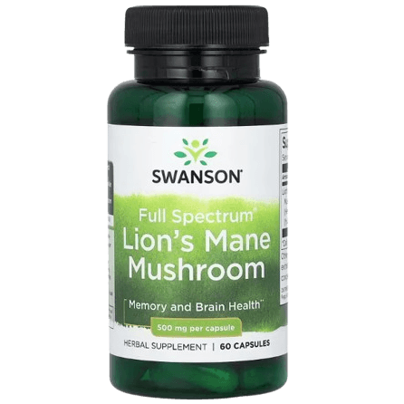 Swanson Full Spectrum Lion’s Mane Mushroom – 500 mg | 60 Capsules
