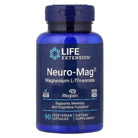 Life Extension Neuro-Mag® Magnesium L-Threonate – 90 Vegetarian Capsules | Brain, Memory & Cognitive Support