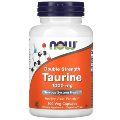 NOW Foods Taurine 1000 mg Double Strength 100 Veg Capsules