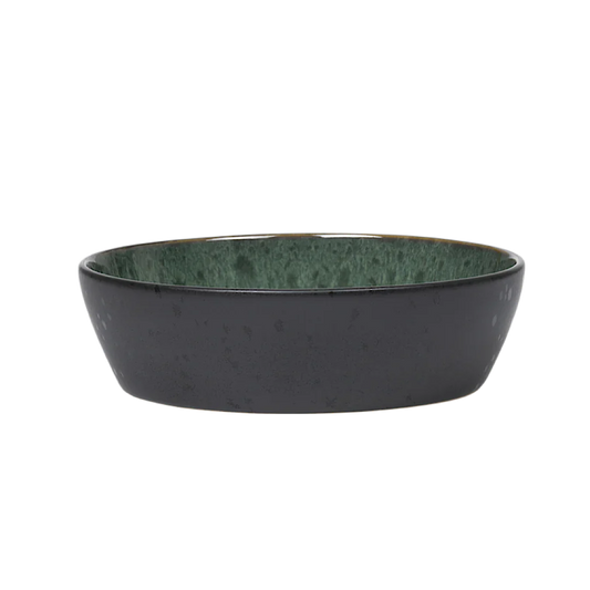 Bitz Living Stoneware Bowl Plate Deep 18cm Black/ Green
