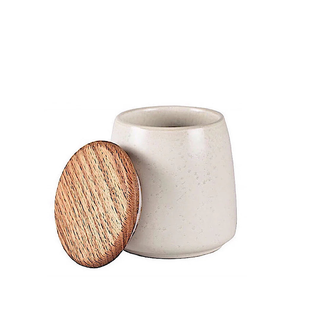 Bitz Living Stoneware Jar With Lid Height 16.5 cm Matt Cream