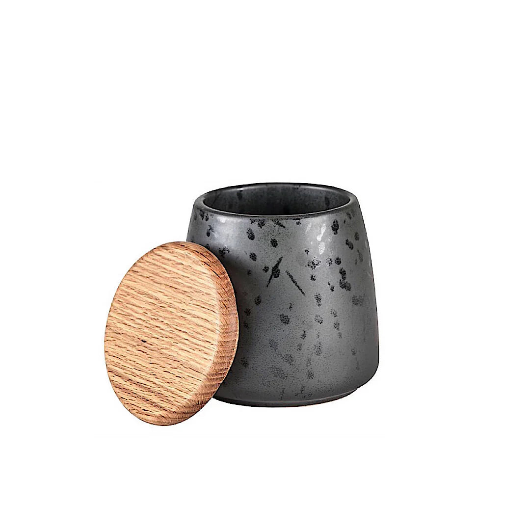 Bitz Living Stoneware Jar With Lid Height 12 cm Black Matt