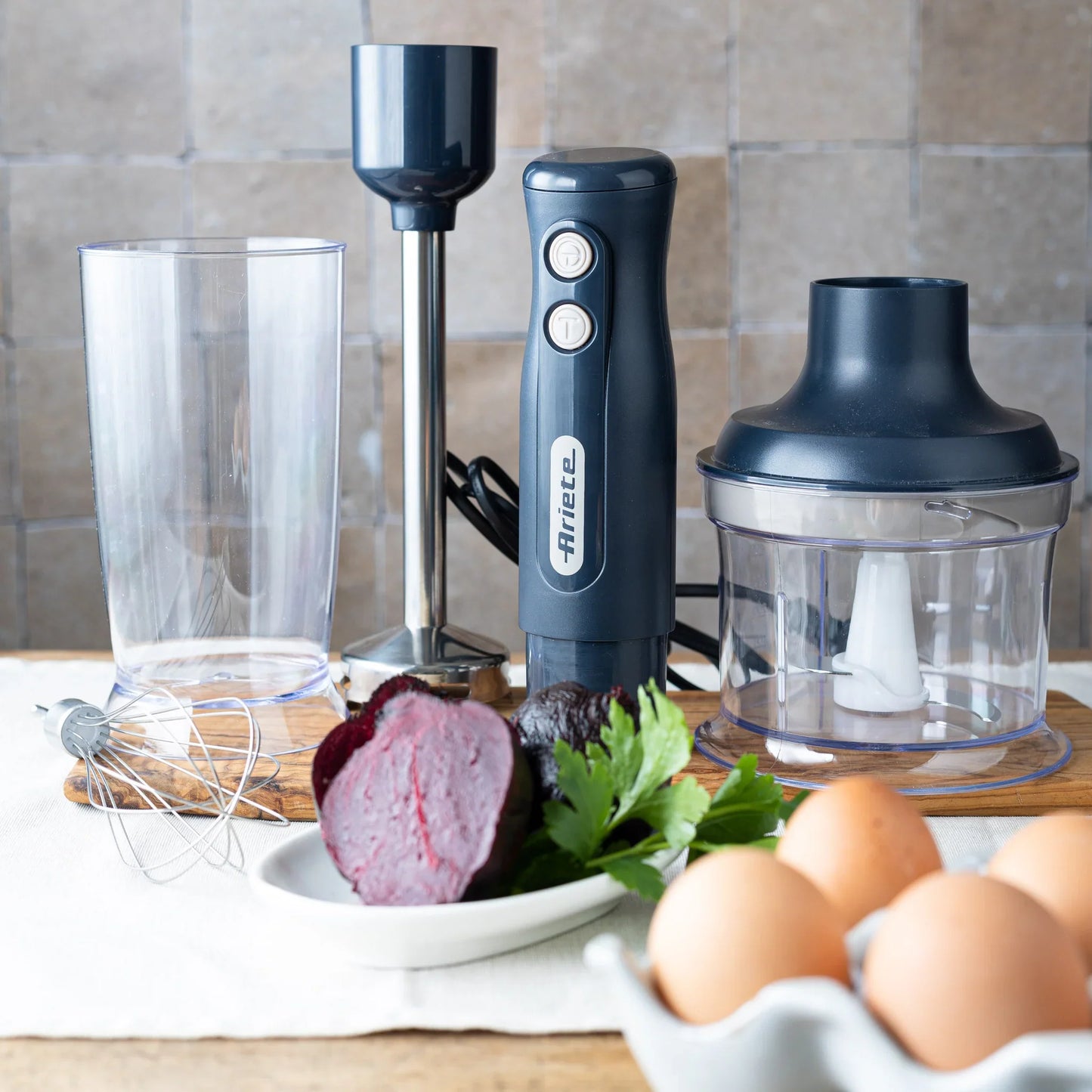 Ariete hand blender with staineless steel blades 3in1